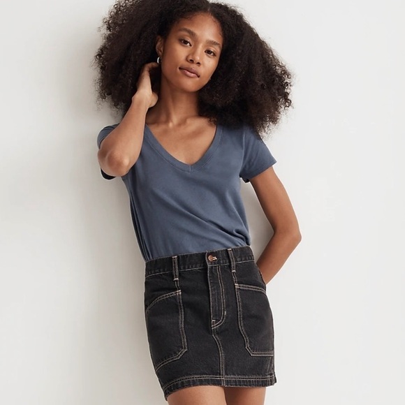 Madewell Softfade Cotton V-Neck Crop Tee nighttime blue - Picture 4 of 7